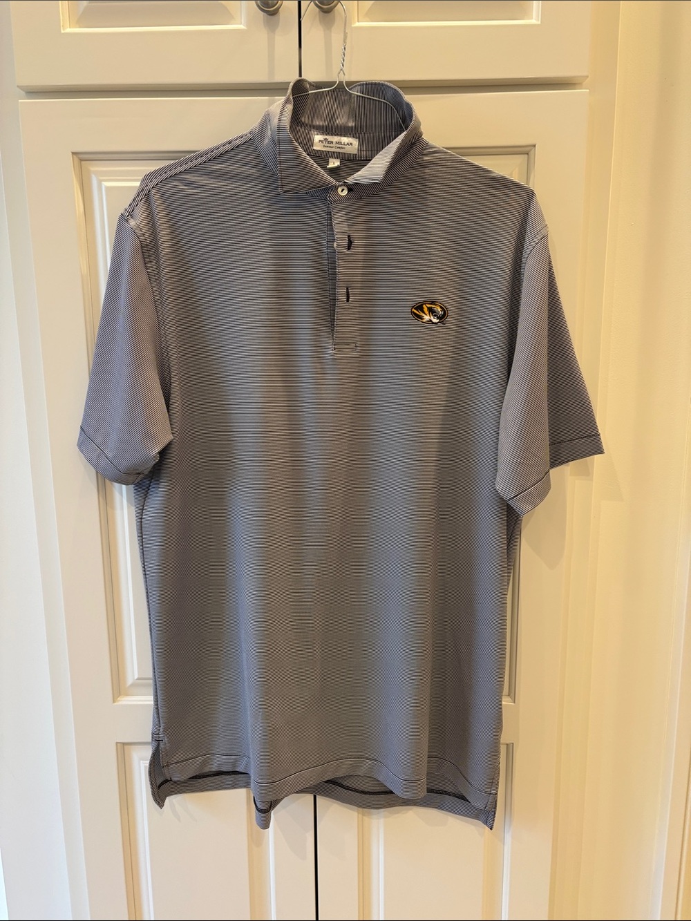 Peter Millar Light Gray Short-Sleeve Polo with Embroidered Chest Logo